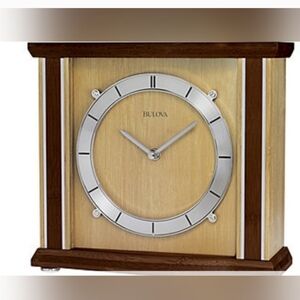 Bulova Emporia Tabletop Clock, Walnut and Natural Finish